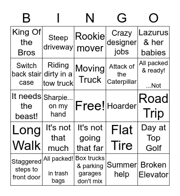 Bell Brothers Bingo Card