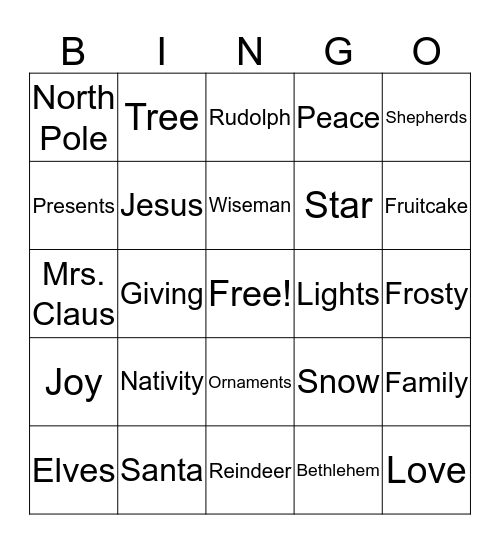 Christmas Bingo Card