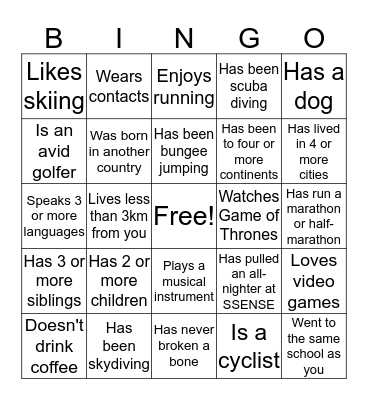 Human Bingo Card