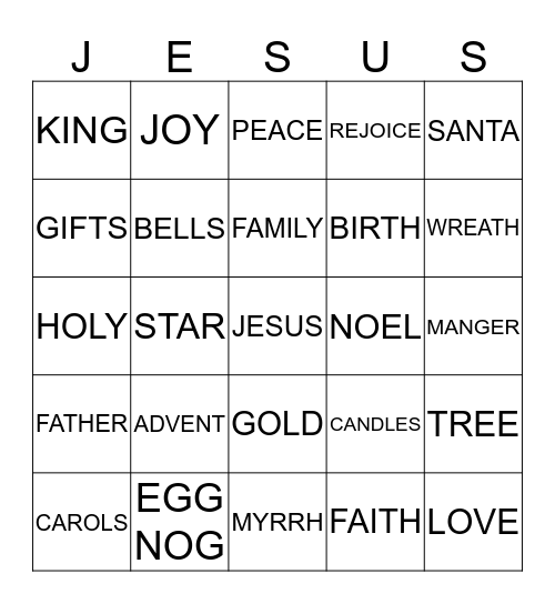 CHRISTMAS BINGO Card