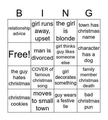 Hallmark christmas movie bingo Card