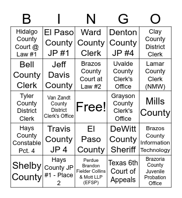 eSolutions Texas Customers Bingo Card