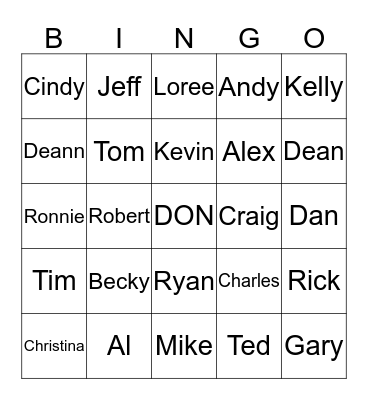 2017 Holiday Party Bingo Card