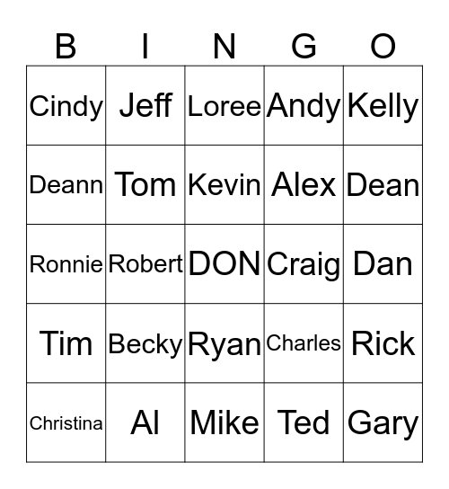 2017 Holiday Party Bingo Card