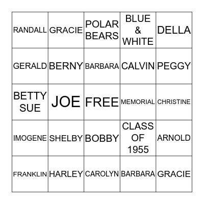 SHELBY Bingo Card