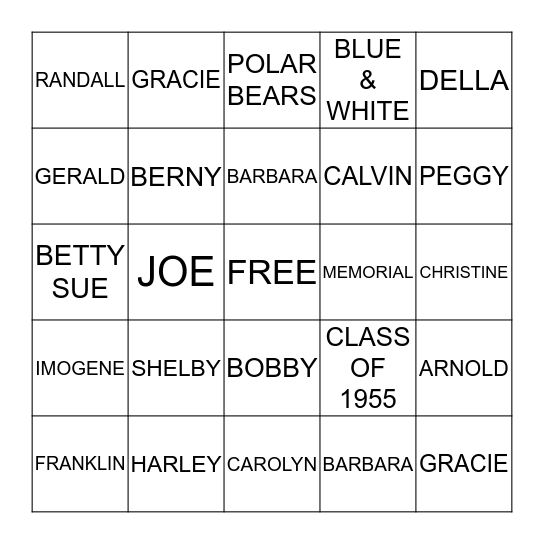 SHELBY Bingo Card