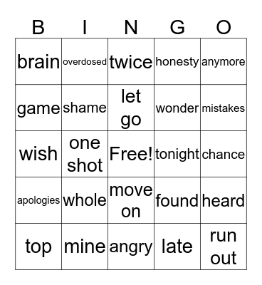 POP SONG 2 Bingo Card