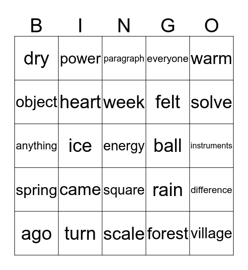 KERBY Bingo Card