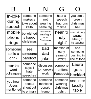 christmas party bingo Card