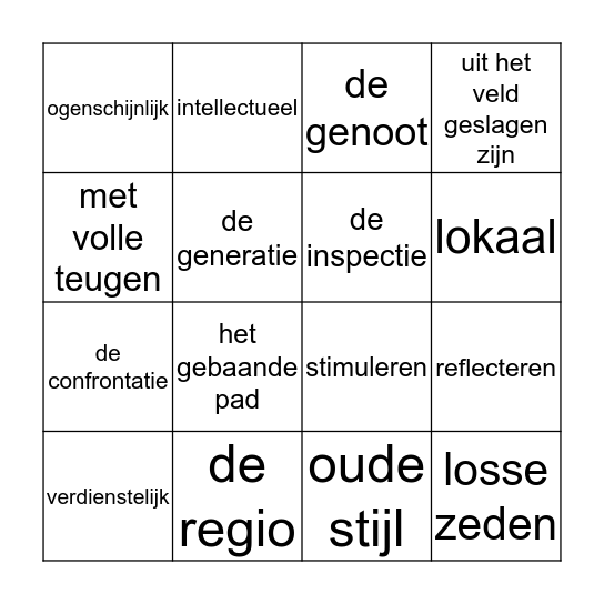 Woorden H3.3 Bingo Card