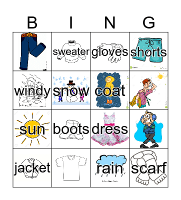 Clothes bingo Card
