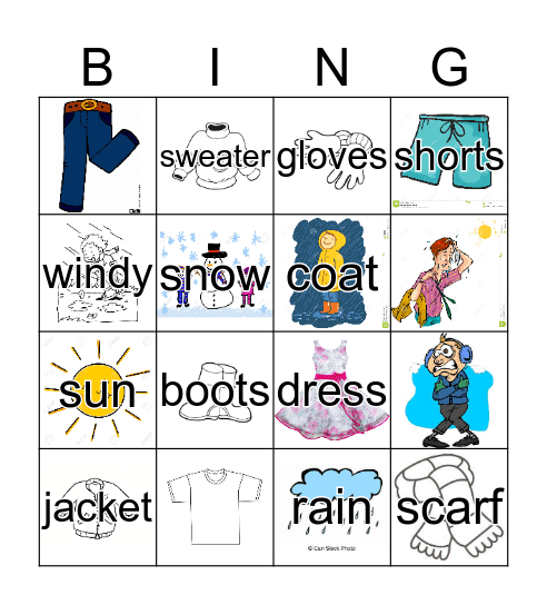 Clothes bingo Card