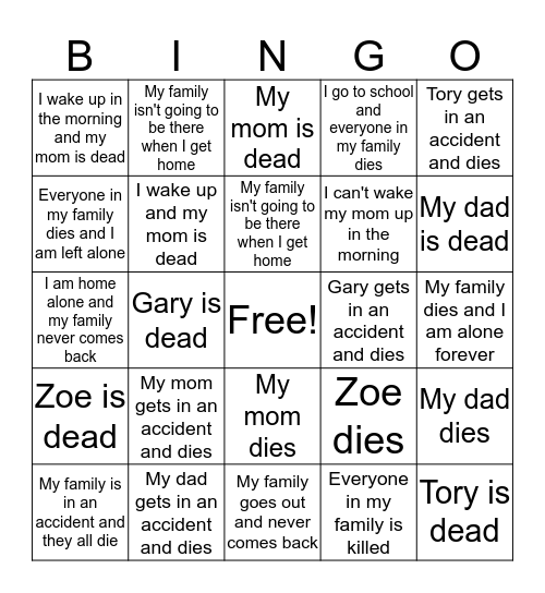 Death Bingo Card