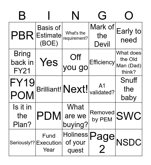 POM Bingo Wilkersonisms Bingo Card