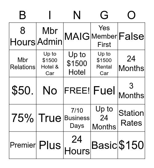 MCC Fall Associate Meeting Bingo Card