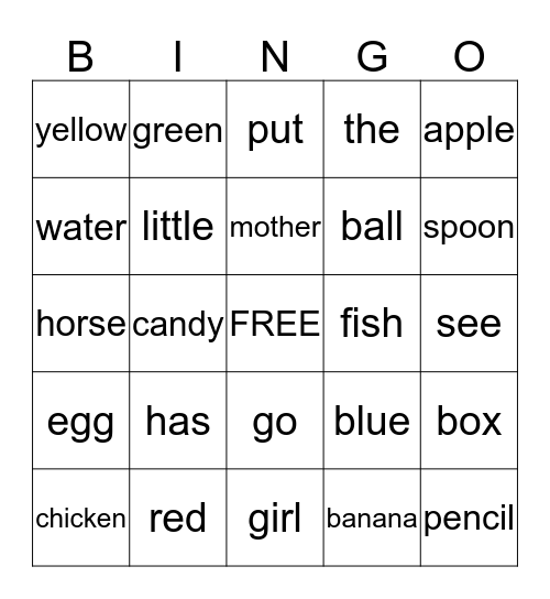 Edmark Bingo Card