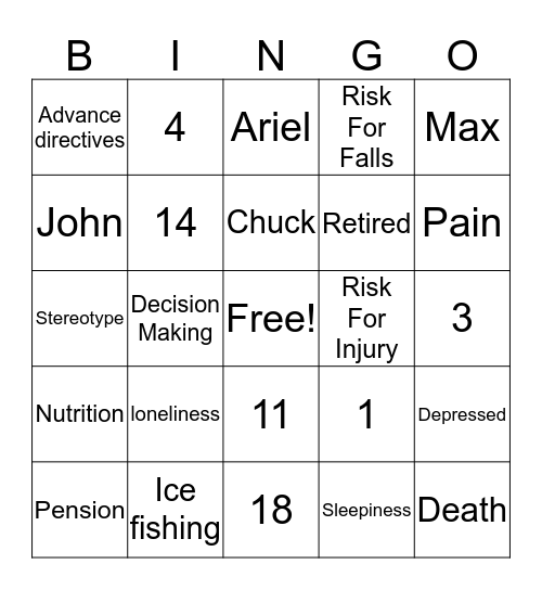 Grumpy Old Men Bingo Card