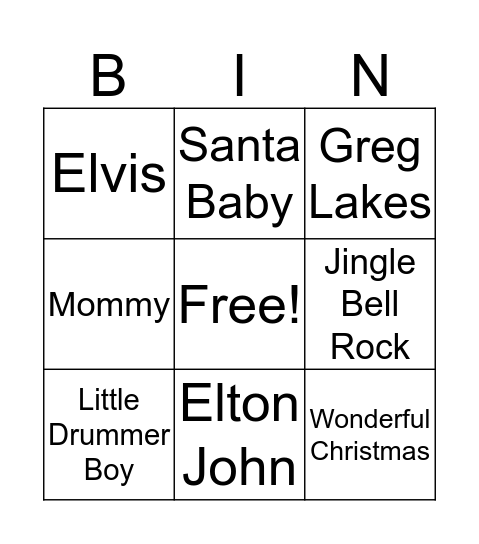 Outreach Christmas Bingo Card