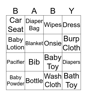 Baby Shower Bingo! Bingo Card