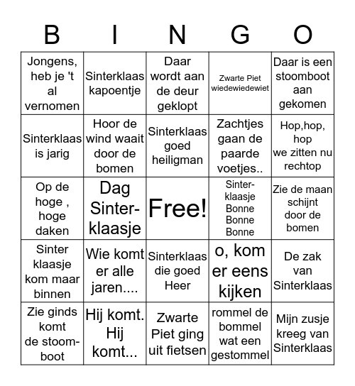 Sinterklaas  Bingo Card