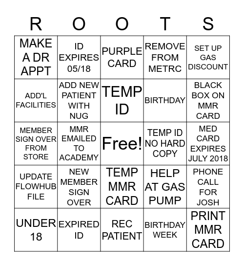 NATIVE ROOTS  Bingo Card