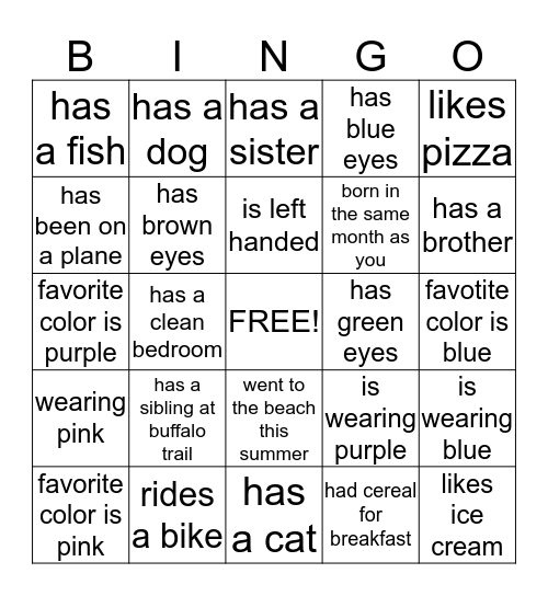 Find someone in our Daisy Troop who.... Bingo Card