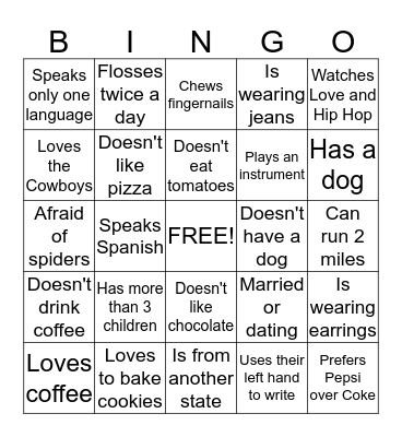 Ice-Breaker Bingo Card