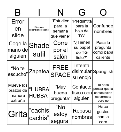 Clase con Patricia Burrowes Bingo Card