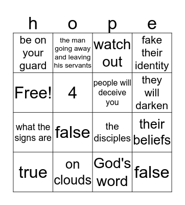 chapter 13 Bingo Card