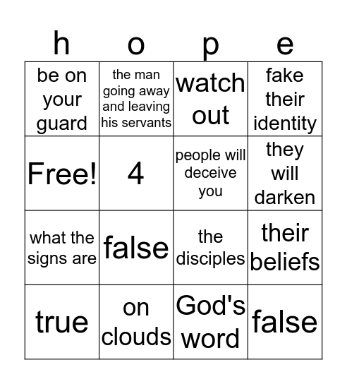 chapter 13 Bingo Card