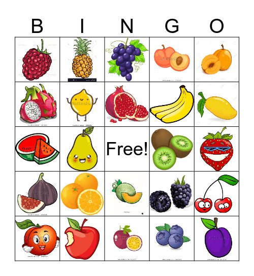 fruit Bingo Card