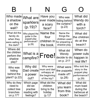 The power cut - Bingo Card