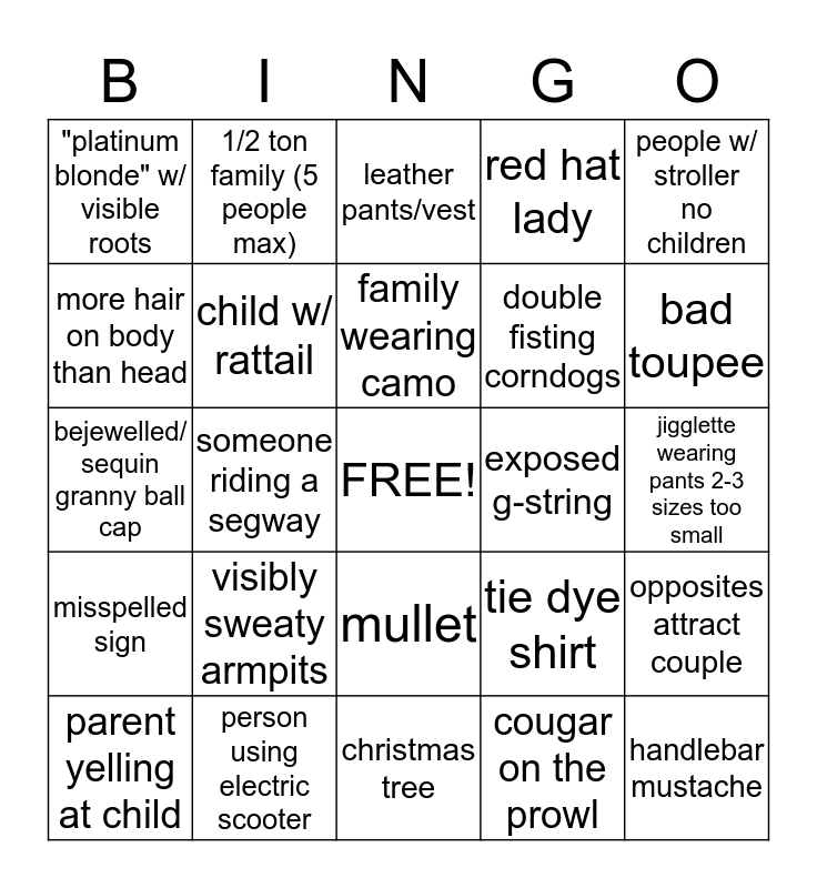 Oklahoma State Fair Bingo Card