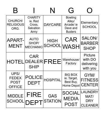 PAPA JOHN'S Bingo Card