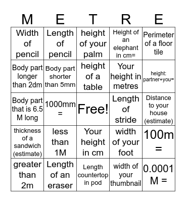 Measurement BINGO! Bingo Card
