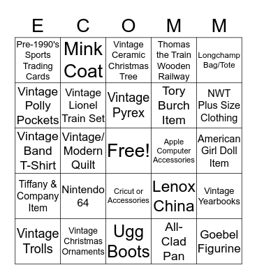 December E-com Treasure Hunt Bingo Card