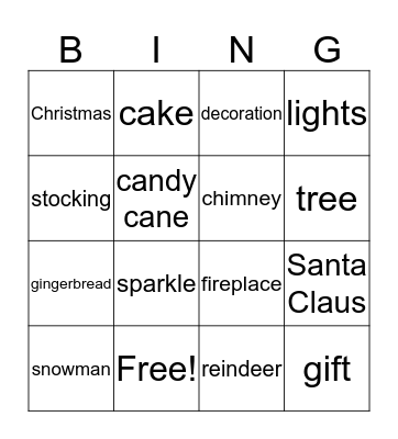 Christmas Bingo Card