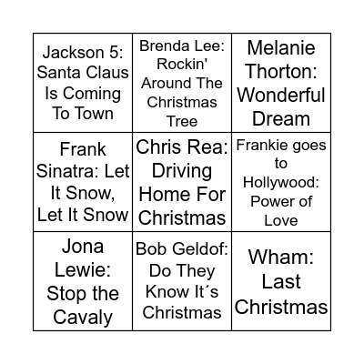 Weihnachtslieder-Bingo Card