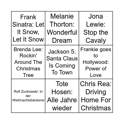 Weihnachtslieder-Bingo Card
