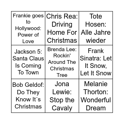 Weihnachtslieder-Bingo Card