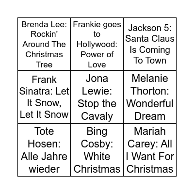Weihnachtslieder-Bingo Card
