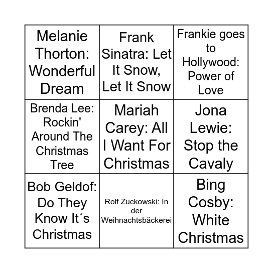 Weihnachtslieder-Bingo Card