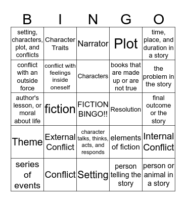 FICTION Bingo Card
