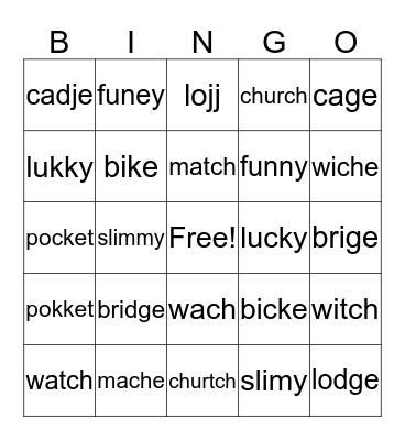 Watch Out! Bingo Card