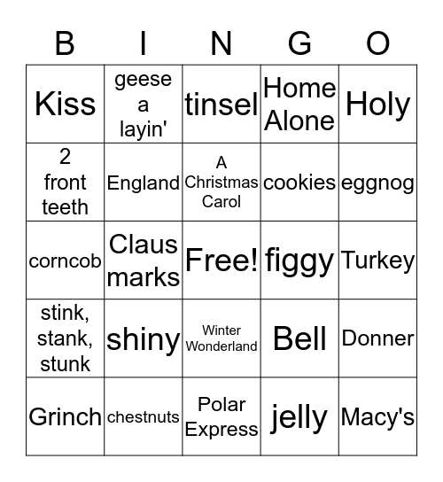 Christmas Bingo Card