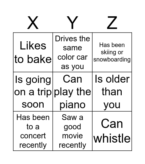 Millennial Bingo Card