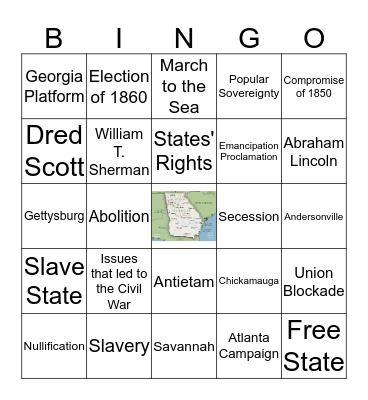 Civil War (Vocabulary & Events) Bingo Card