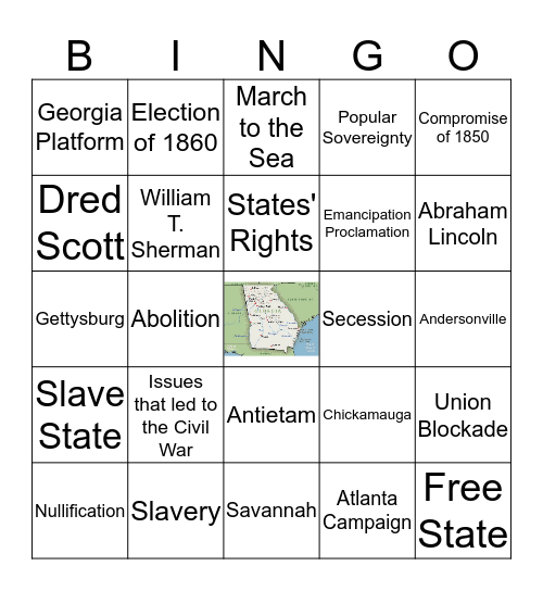 Civil War (Vocabulary & Events) Bingo Card