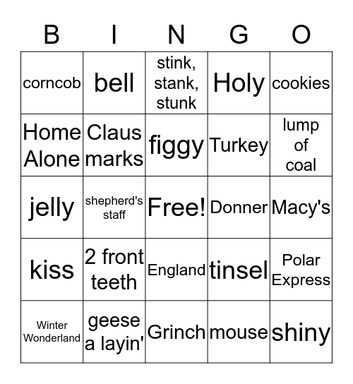 Christmas Bingo Card