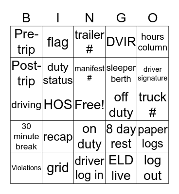 LOG Bingo Card